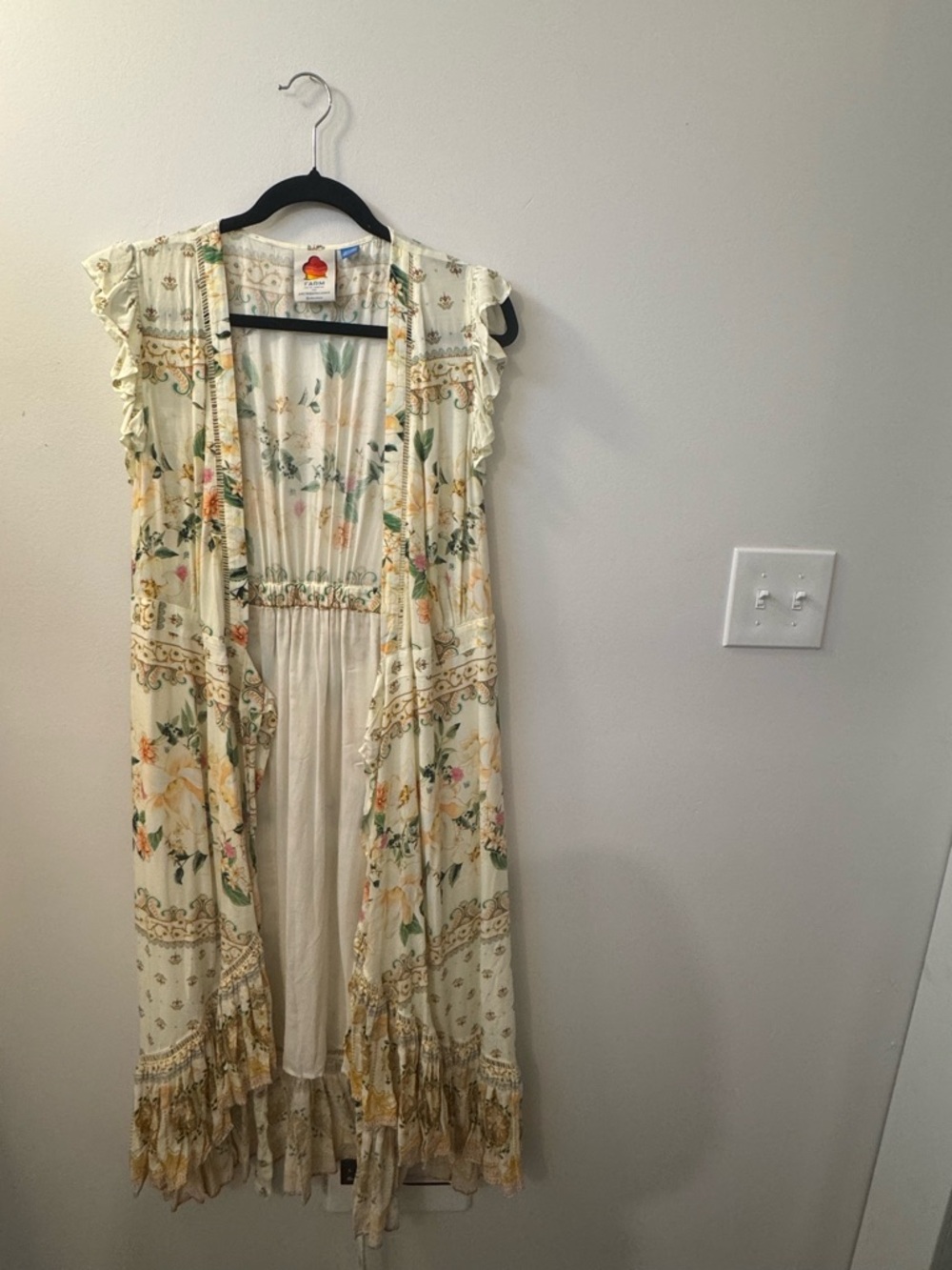 FARM Rio Cream Floral Midi Dress